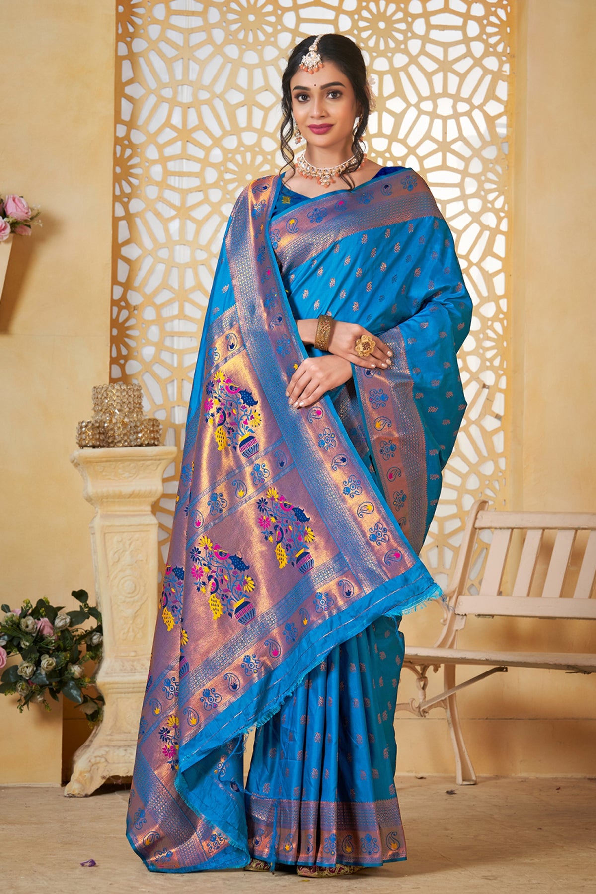 Blue Art Silk Banarasi Saree for Women – Traditional Ethnic Wear