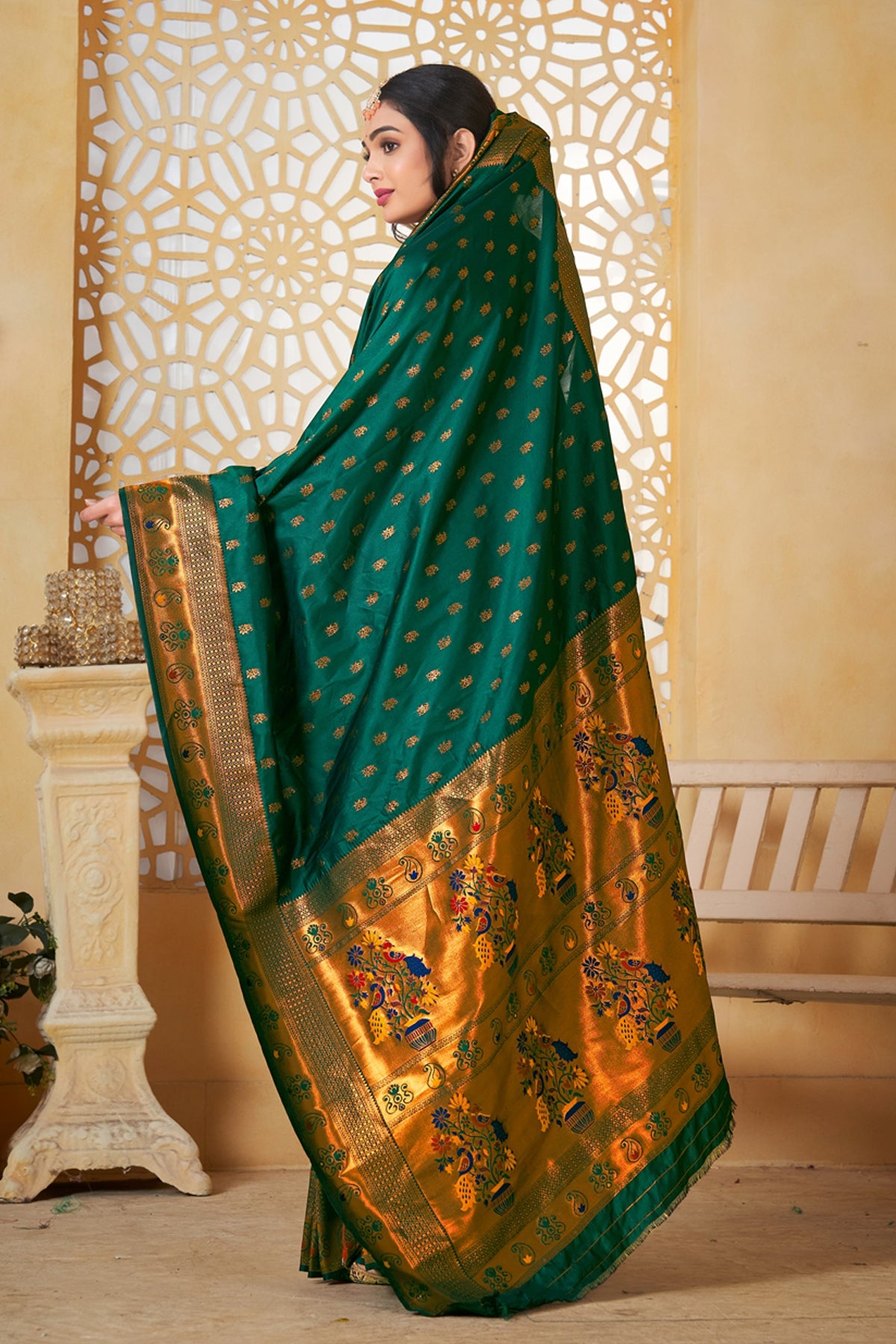 Green Art Silk Banarasi Saree for Women – Traditional Ethnic Wear