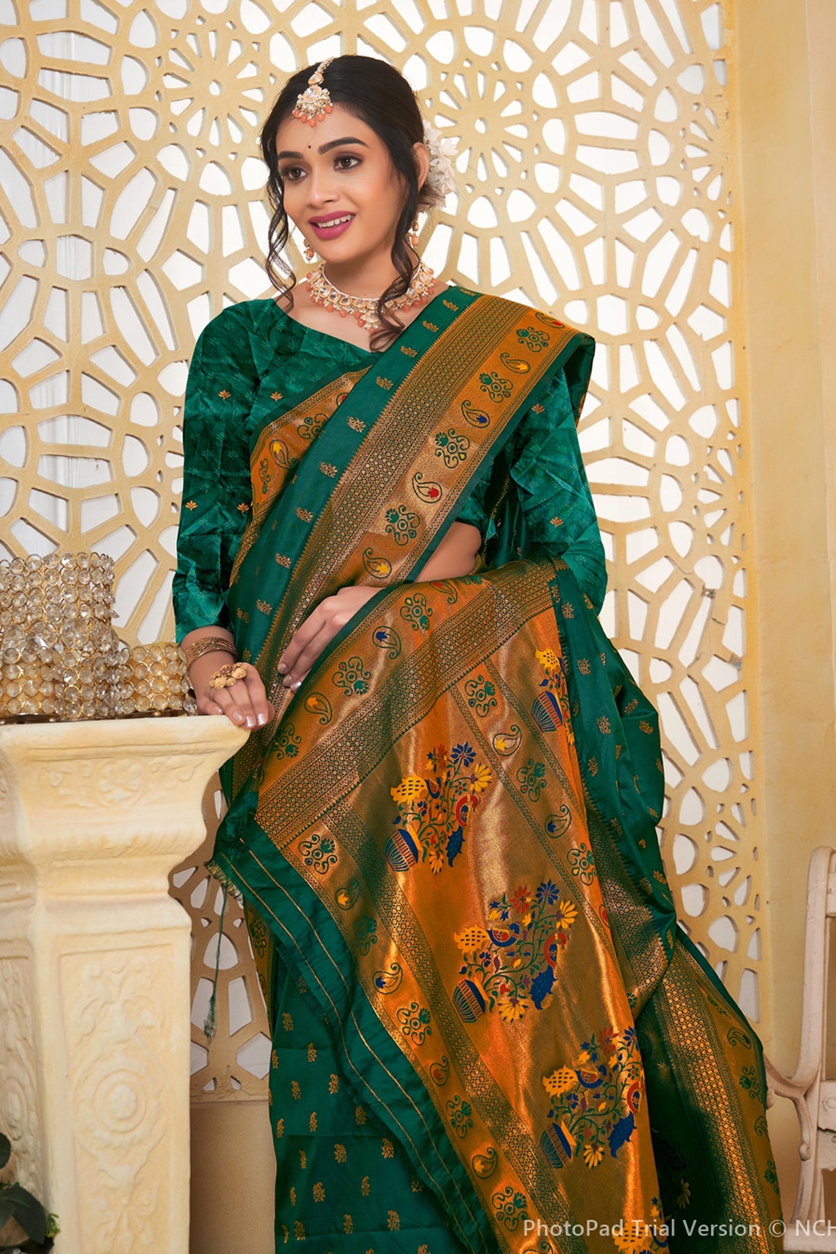 Green Art Silk Banarasi Saree for Women – Traditional Ethnic Wear