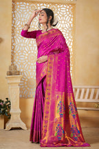 Magenta Art Silk Banarasi Saree for Women – Traditional Ethnic Wear