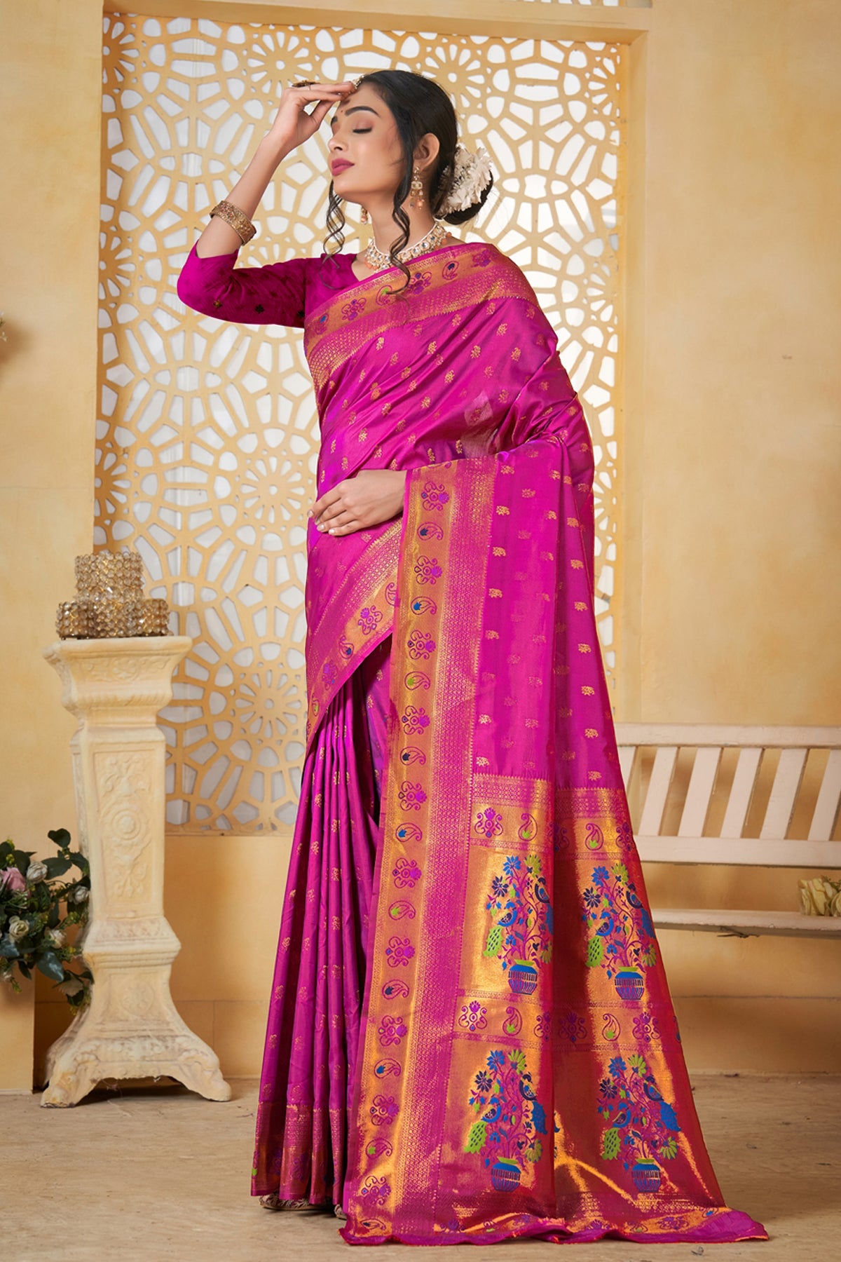 Magenta Art Silk Banarasi Saree for Women – Traditional Ethnic Wear