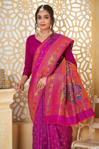Magenta Art Silk Banarasi Saree for Women – Traditional Ethnic Wear