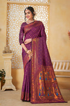 Mauve Art Silk Banarasi Saree for Women – Traditional Ethnic Wear