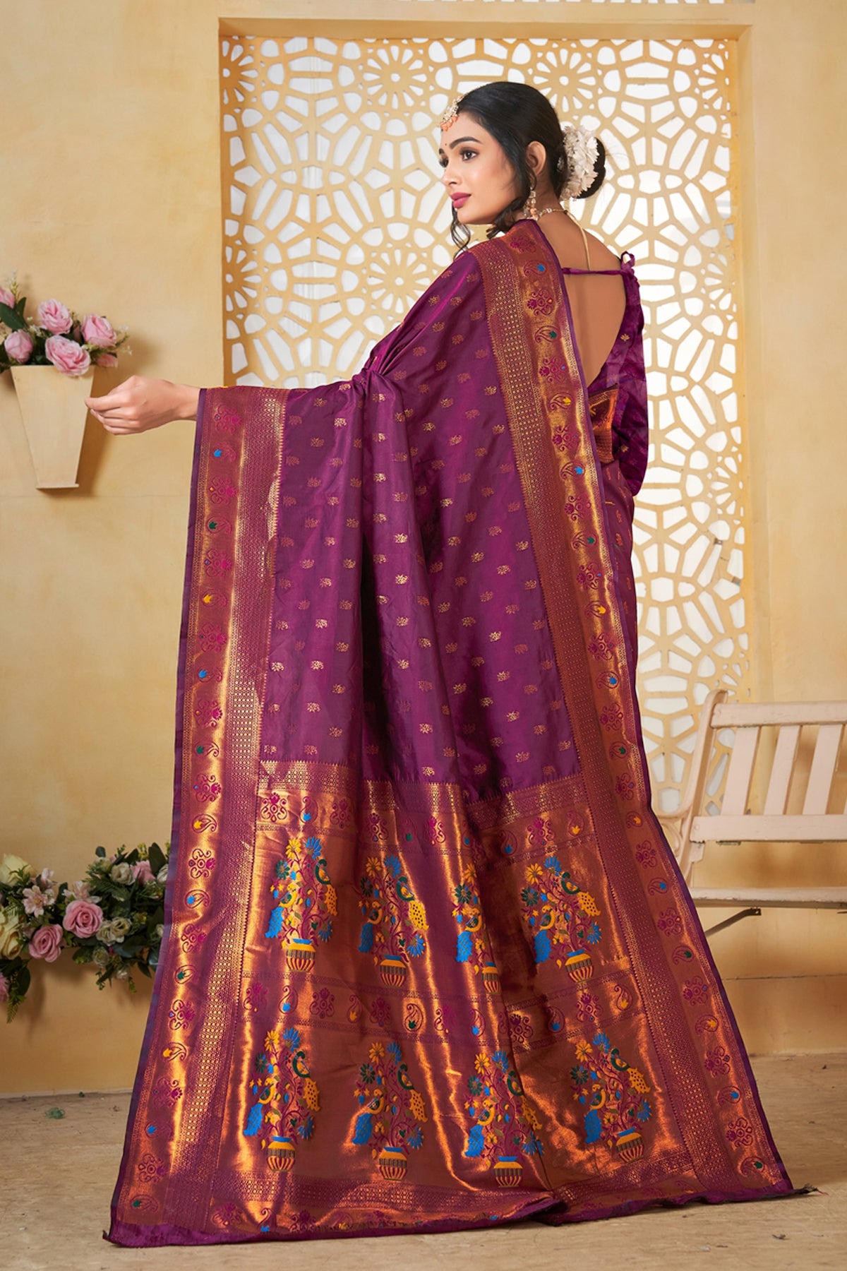 Mauve Art Silk Banarasi Saree for Women – Traditional Ethnic Wear