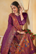 Mauve Art Silk Banarasi Saree for Women – Traditional Ethnic Wear