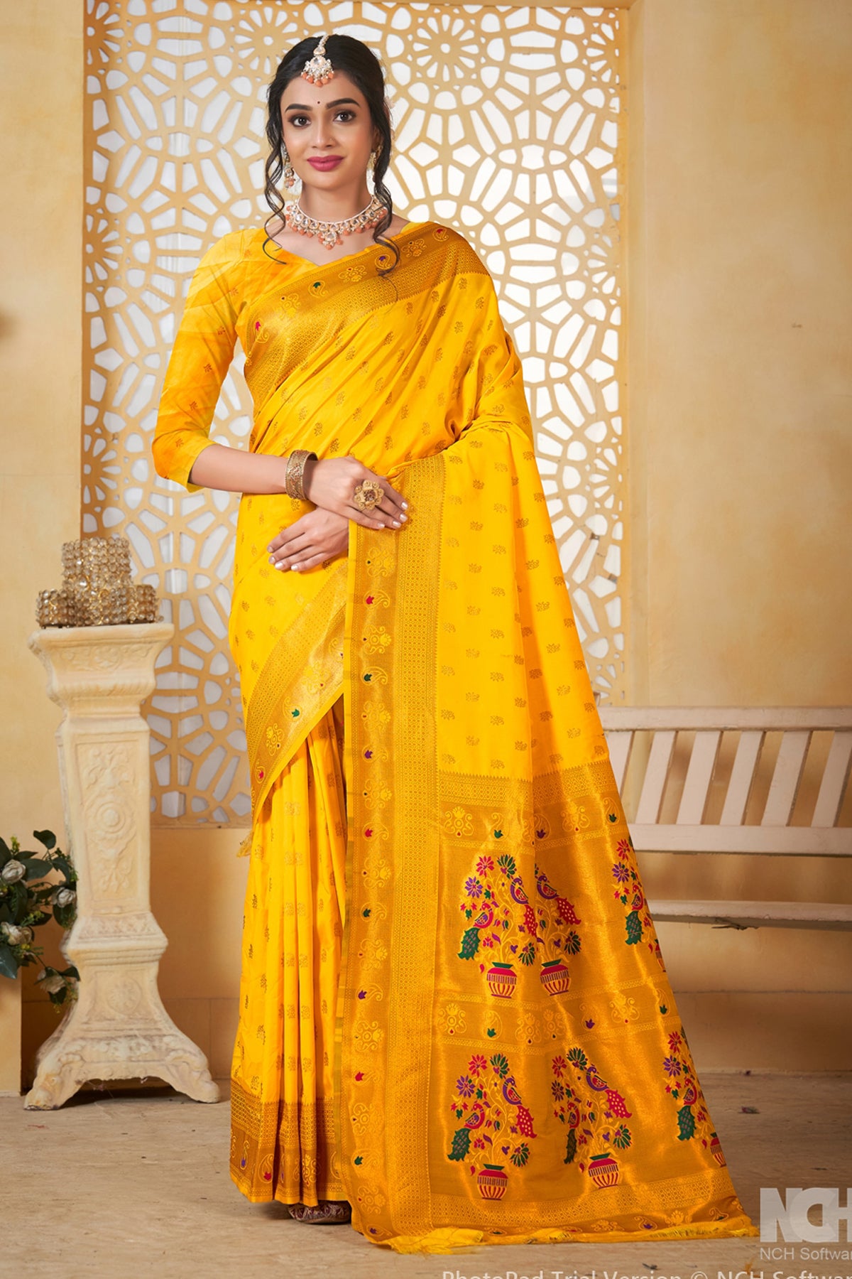 Mustard Art Silk Banarasi Saree for Women – Traditional Ethnic Wear