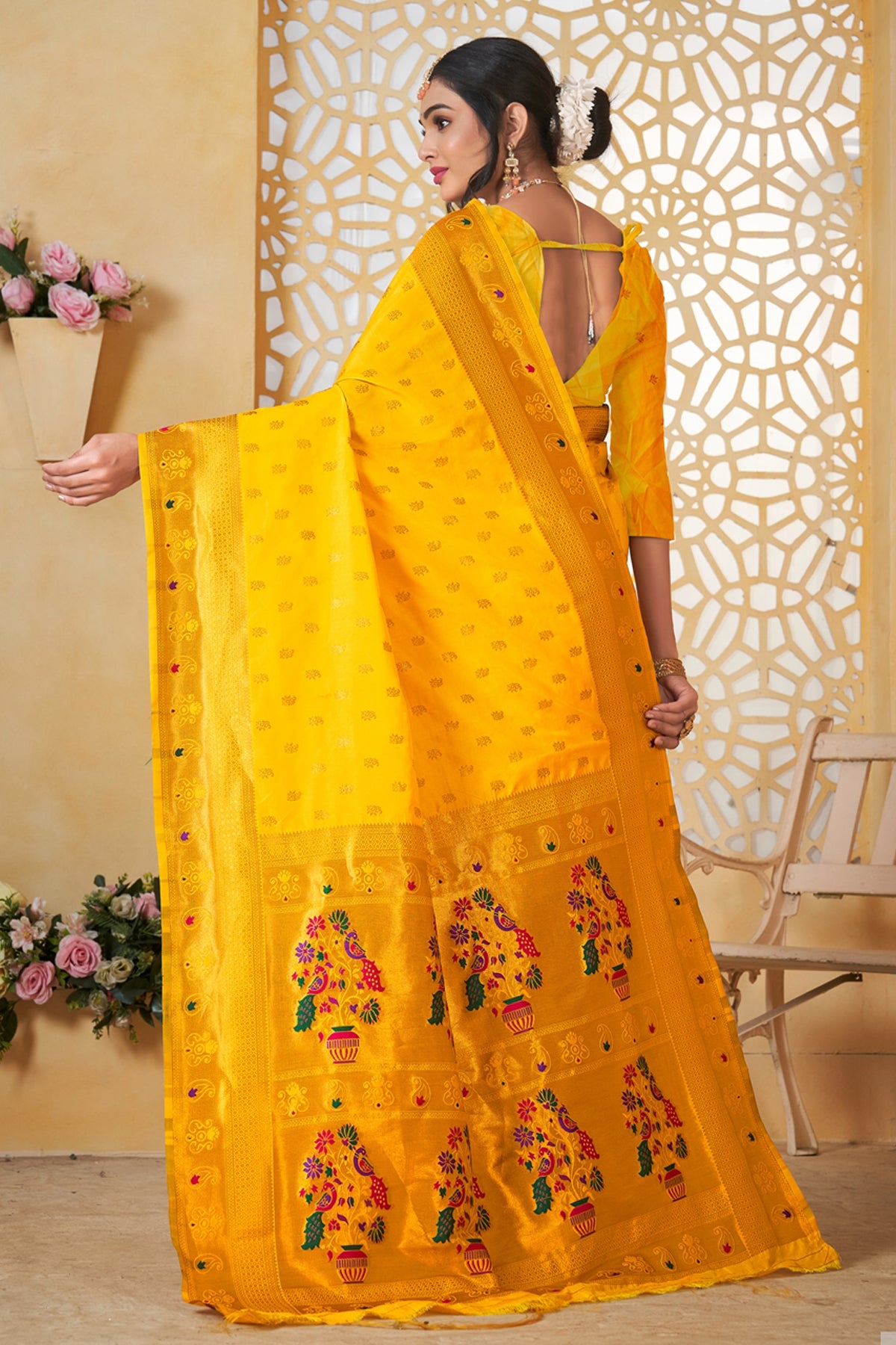 Mustard Art Silk Banarasi Saree for Women – Traditional Ethnic Wear
