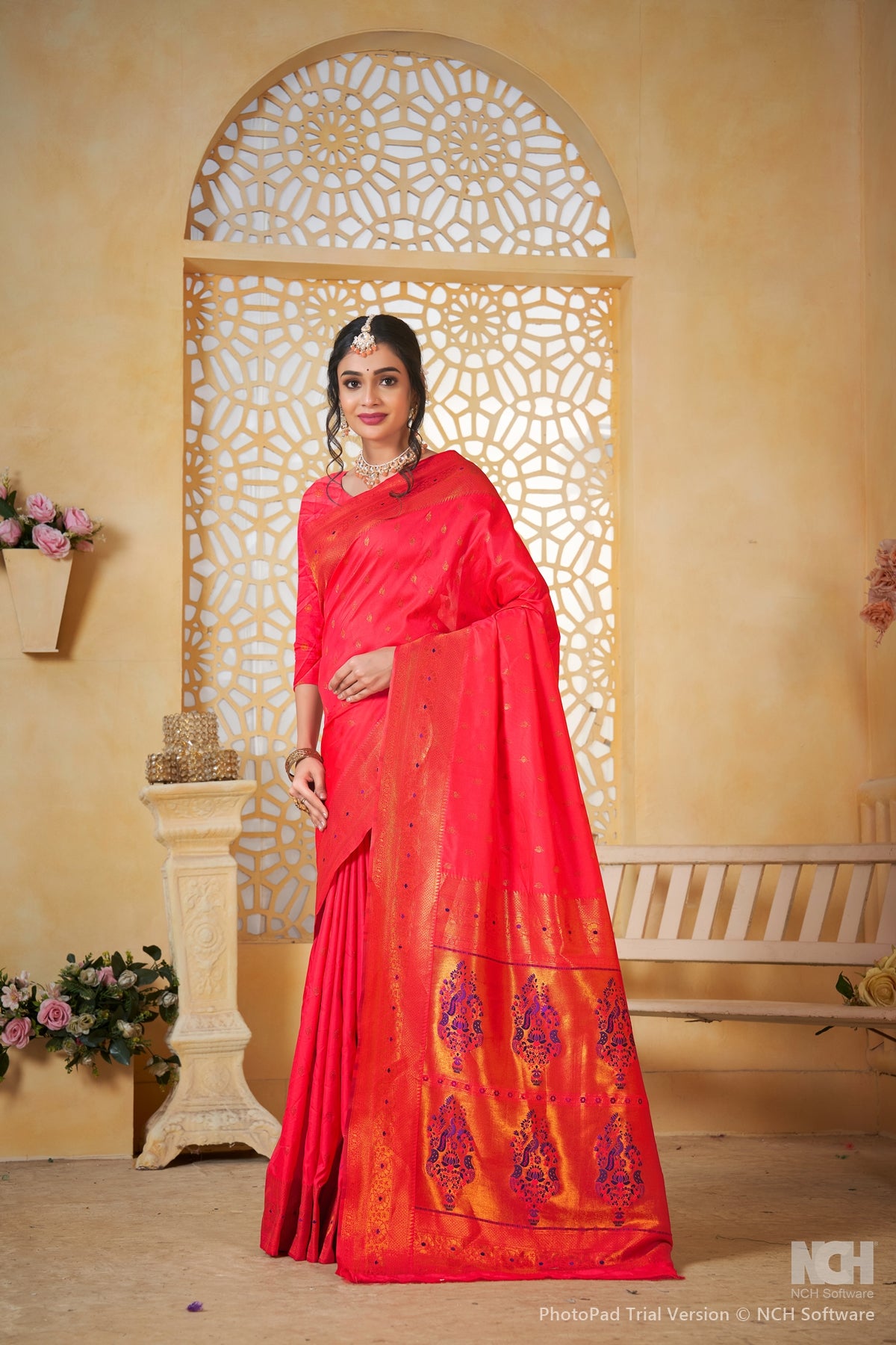 Pink Art Silk Saree for Women – Elegant Ethnic Wear with Rich Weaving