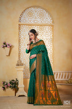 Green Art Silk Saree for Women – Elegant Ethnic Wear with Rich Weaving