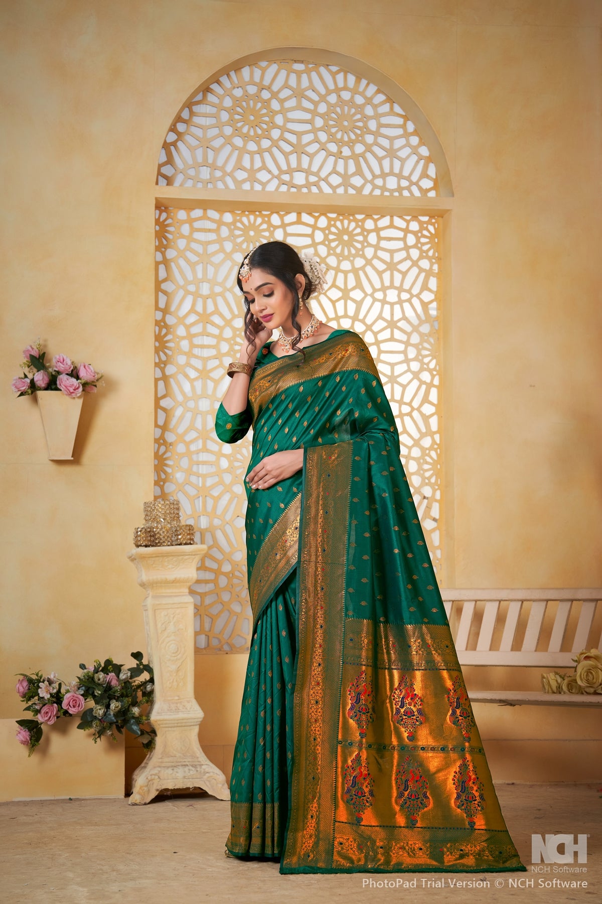 Green Art Silk Saree for Women – Elegant Ethnic Wear with Rich Weaving