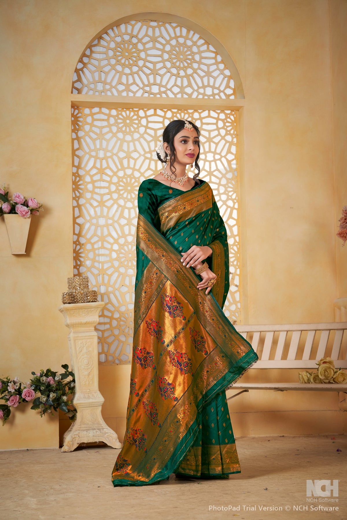 Green Art Silk Saree for Women – Elegant Ethnic Wear with Rich Weaving