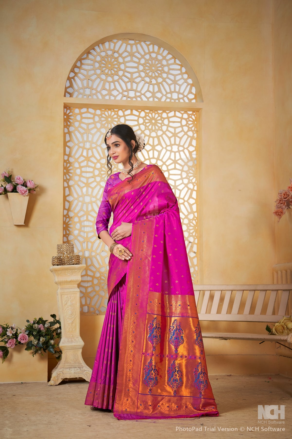 Magenta Art Silk Saree for Women – Elegant Ethnic Wear with Rich Weaving