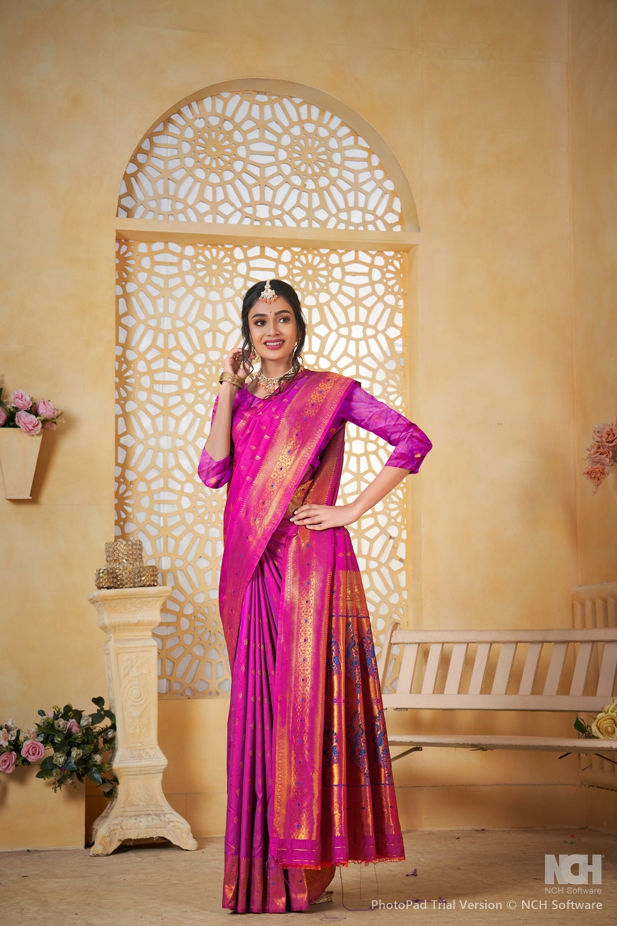 Magenta Art Silk Saree for Women – Elegant Ethnic Wear with Rich Weaving