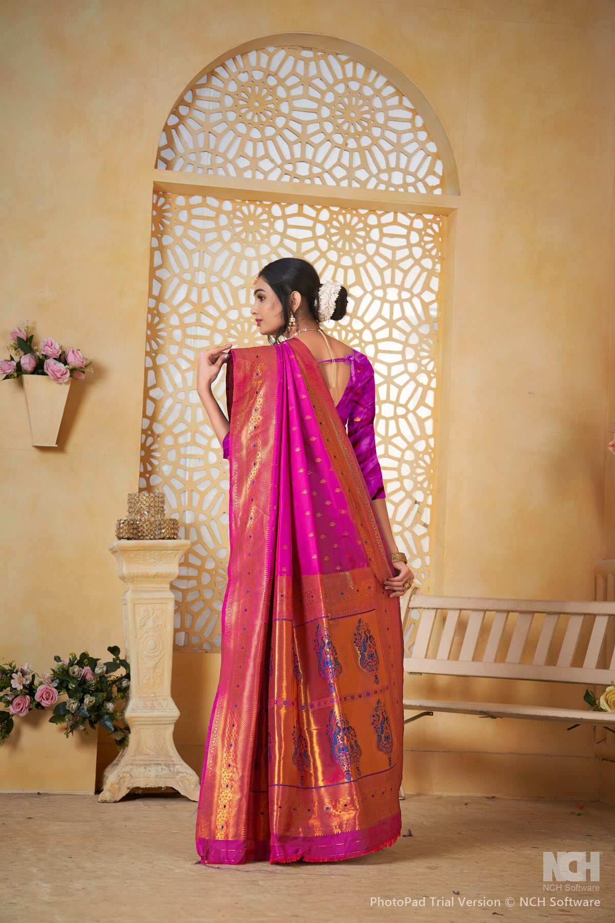Magenta Art Silk Saree for Women – Elegant Ethnic Wear with Rich Weaving