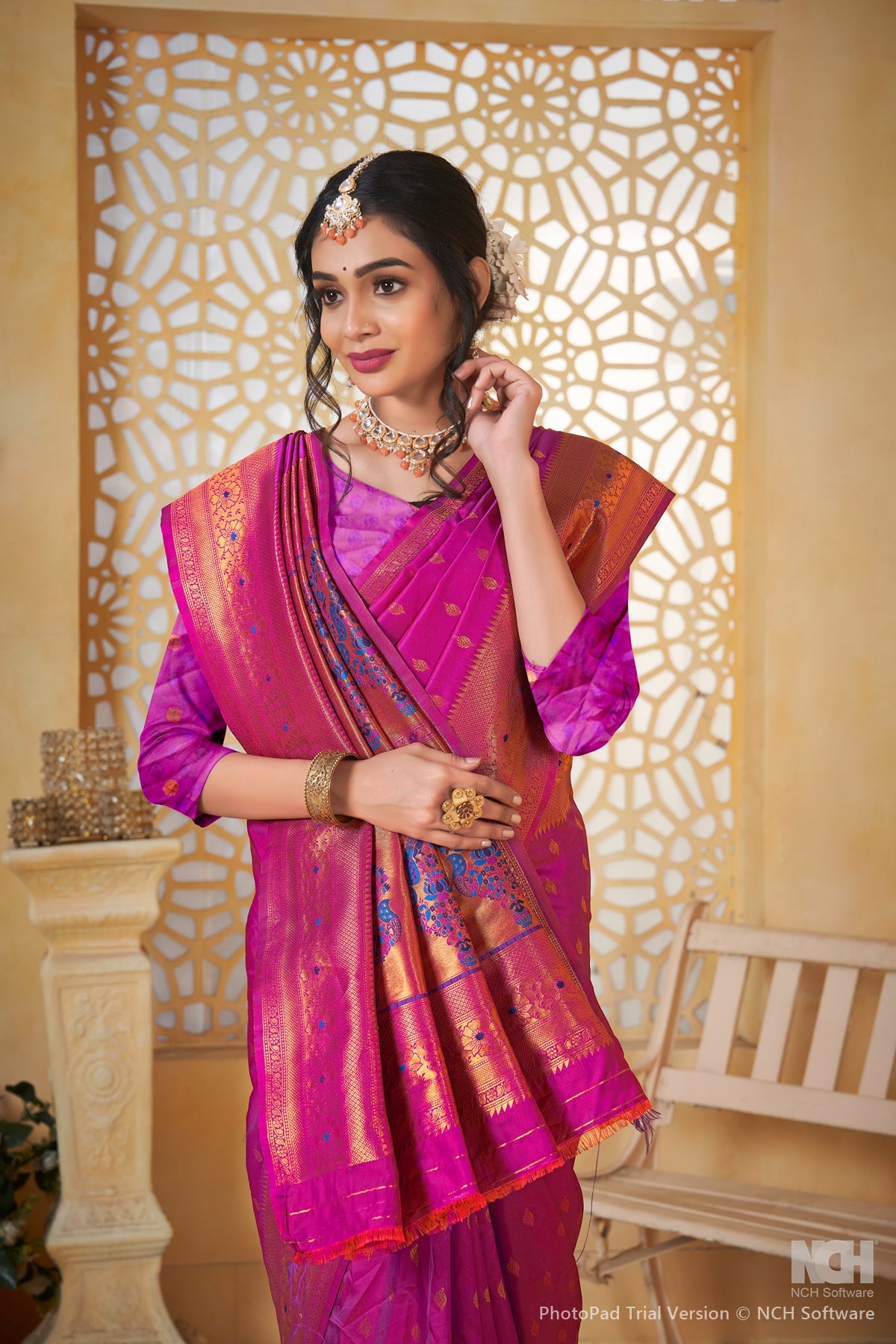 Magenta Art Silk Saree for Women – Elegant Ethnic Wear with Rich Weaving