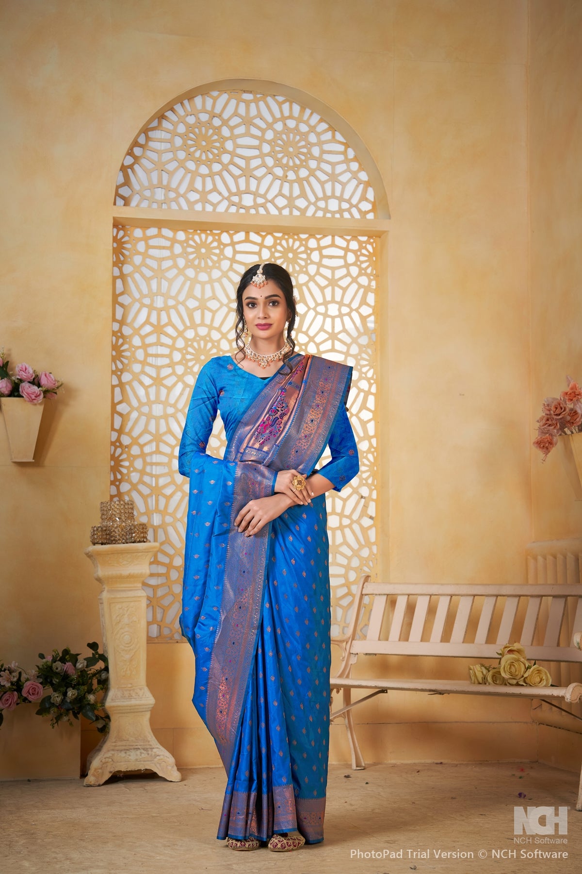 Navyblue Art Silk Saree for Women – Elegant Ethnic Wear with Rich Weaving