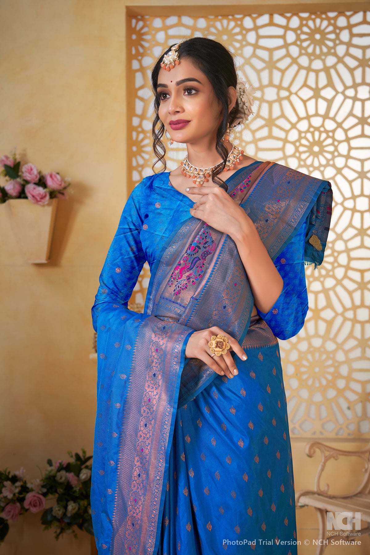 Navyblue Art Silk Saree for Women – Elegant Ethnic Wear with Rich Weaving