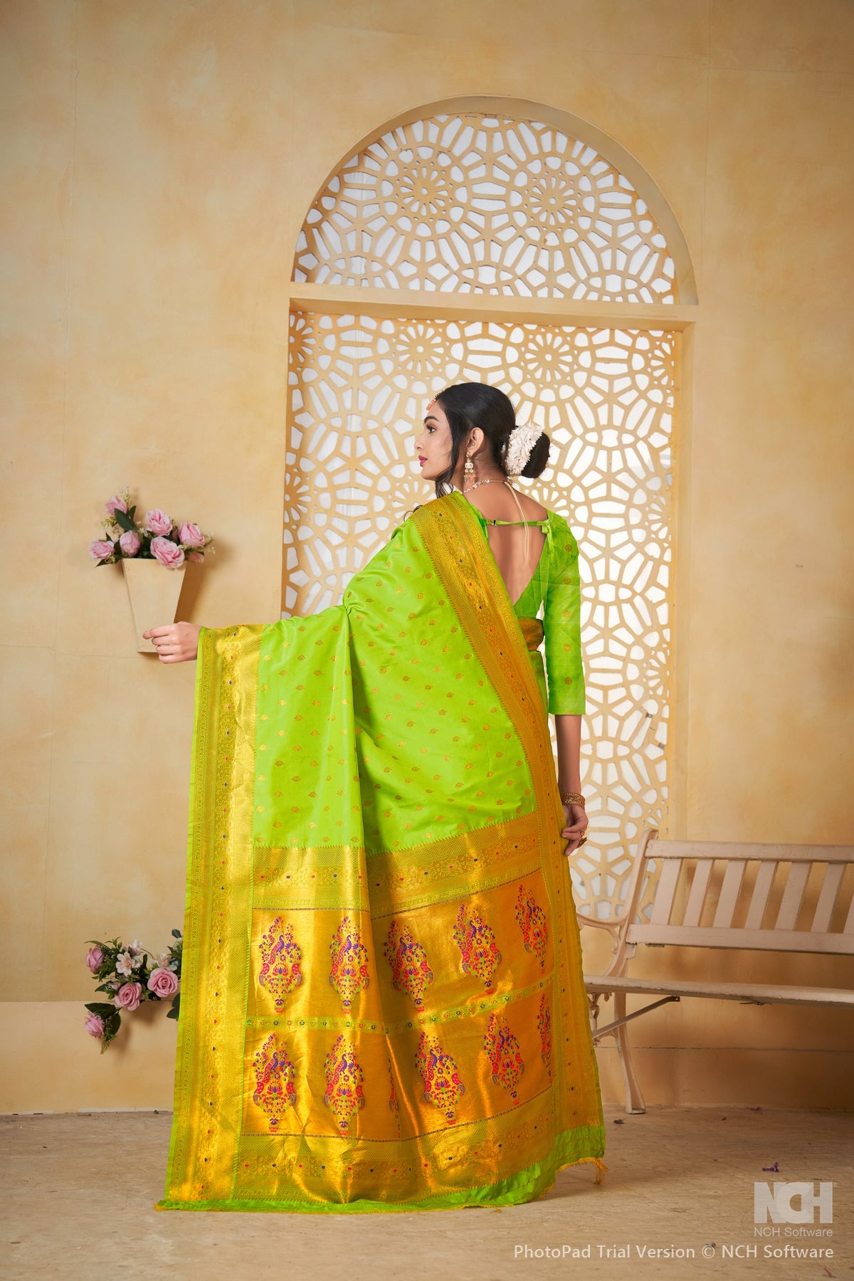 Parrot Art Silk Saree for Women – Elegant Ethnic Wear with Rich Weaving