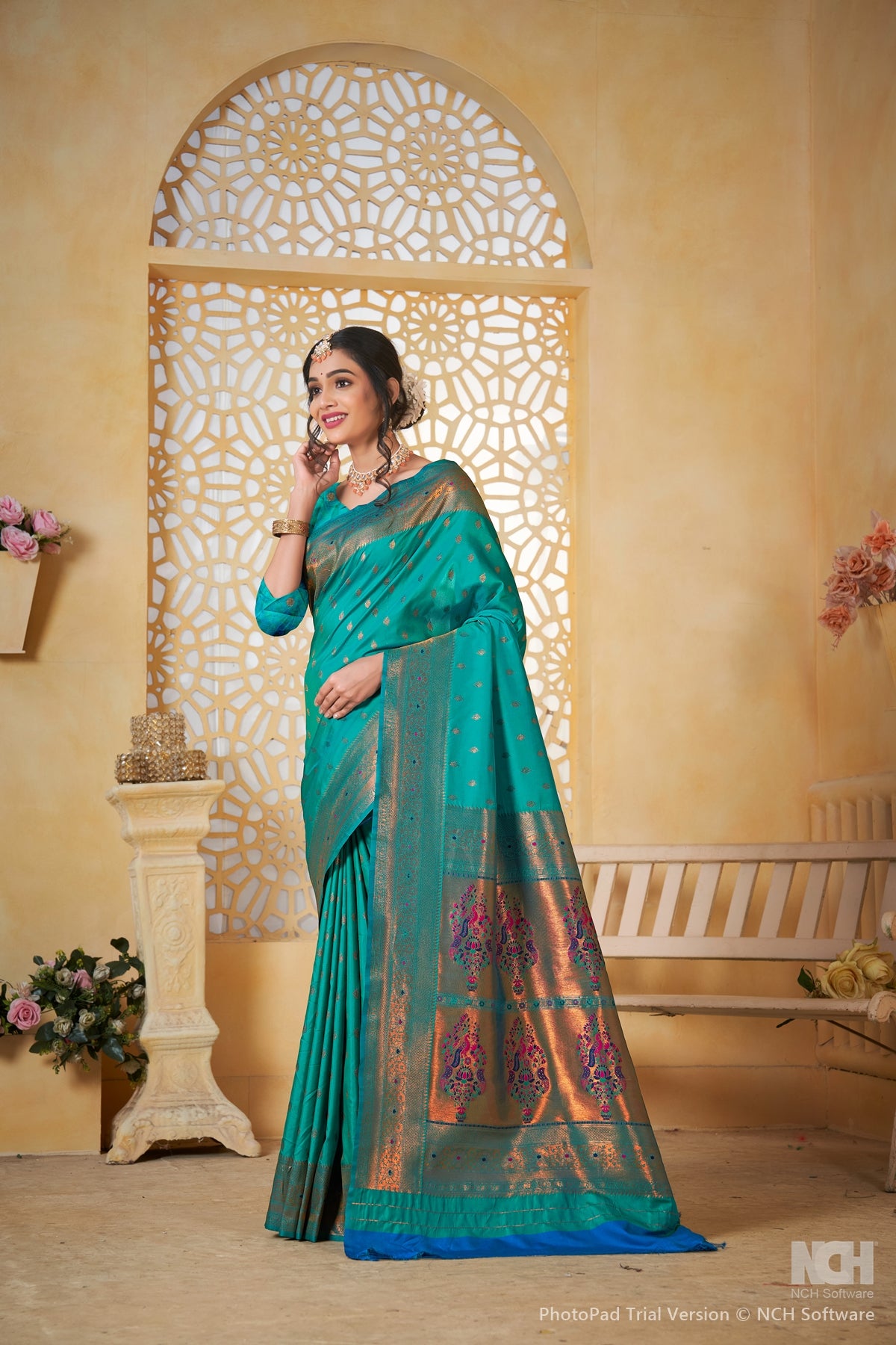 Rama Art Silk Saree for Women – Elegant Ethnic Wear with Rich Weaving