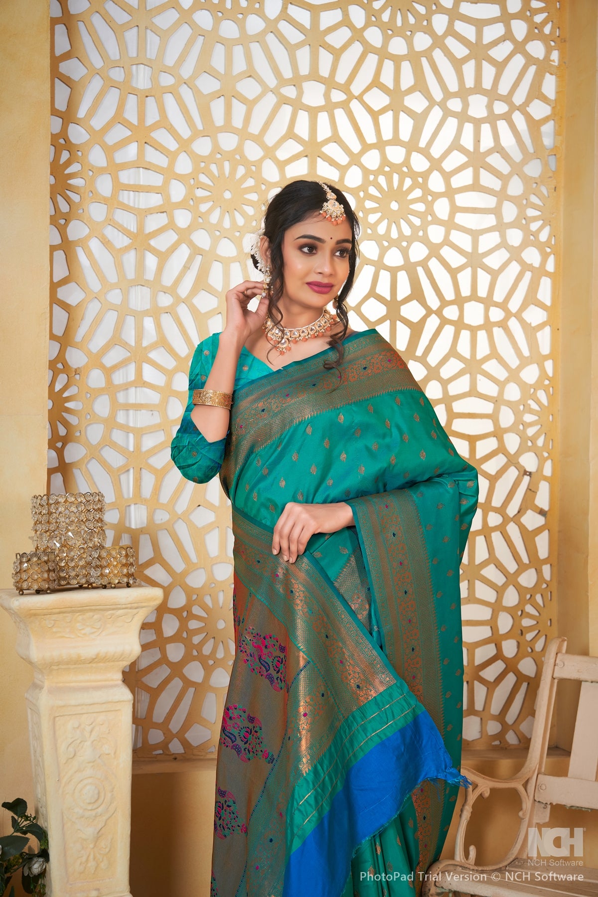 Rama Art Silk Saree for Women – Elegant Ethnic Wear with Rich Weaving