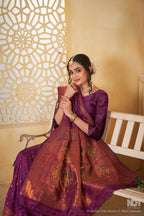 Wine Art Silk Saree for Women – Elegant Ethnic Wear with Rich Weaving
