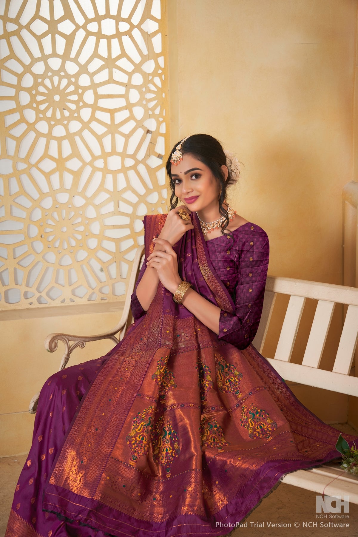 Wine Art Silk Saree for Women – Elegant Ethnic Wear with Rich Weaving
