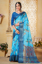 Blue Linen Saree for Women – Lightweight & Elegant Ethnic Wear