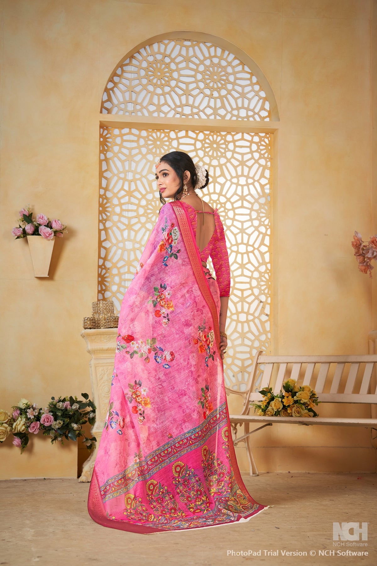 Pink Linen Saree for Women – Lightweight & Elegant Ethnic Wear
