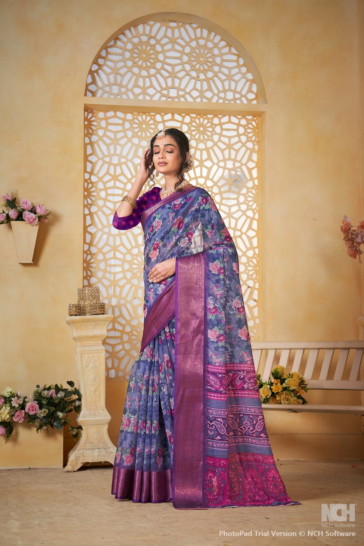 Purple Linen Saree for Women – Lightweight & Elegant Ethnic Wear