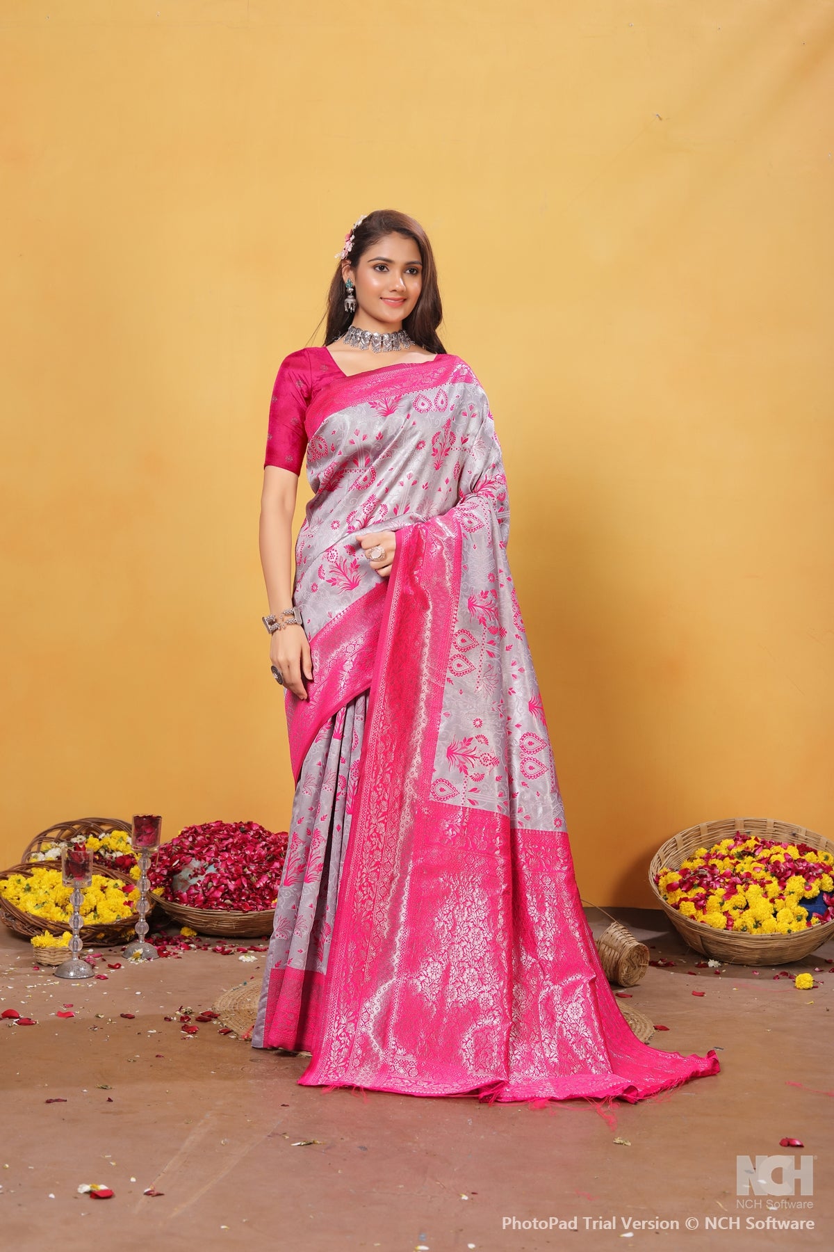 Magenta Silk Saree for Women – Traditional & Elegant Ethnic Wear