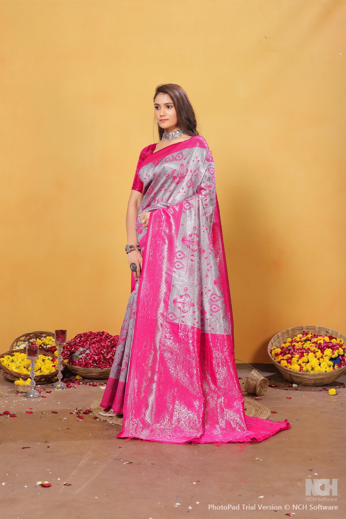 Magenta Silk Saree for Women – Traditional & Elegant Ethnic Wear