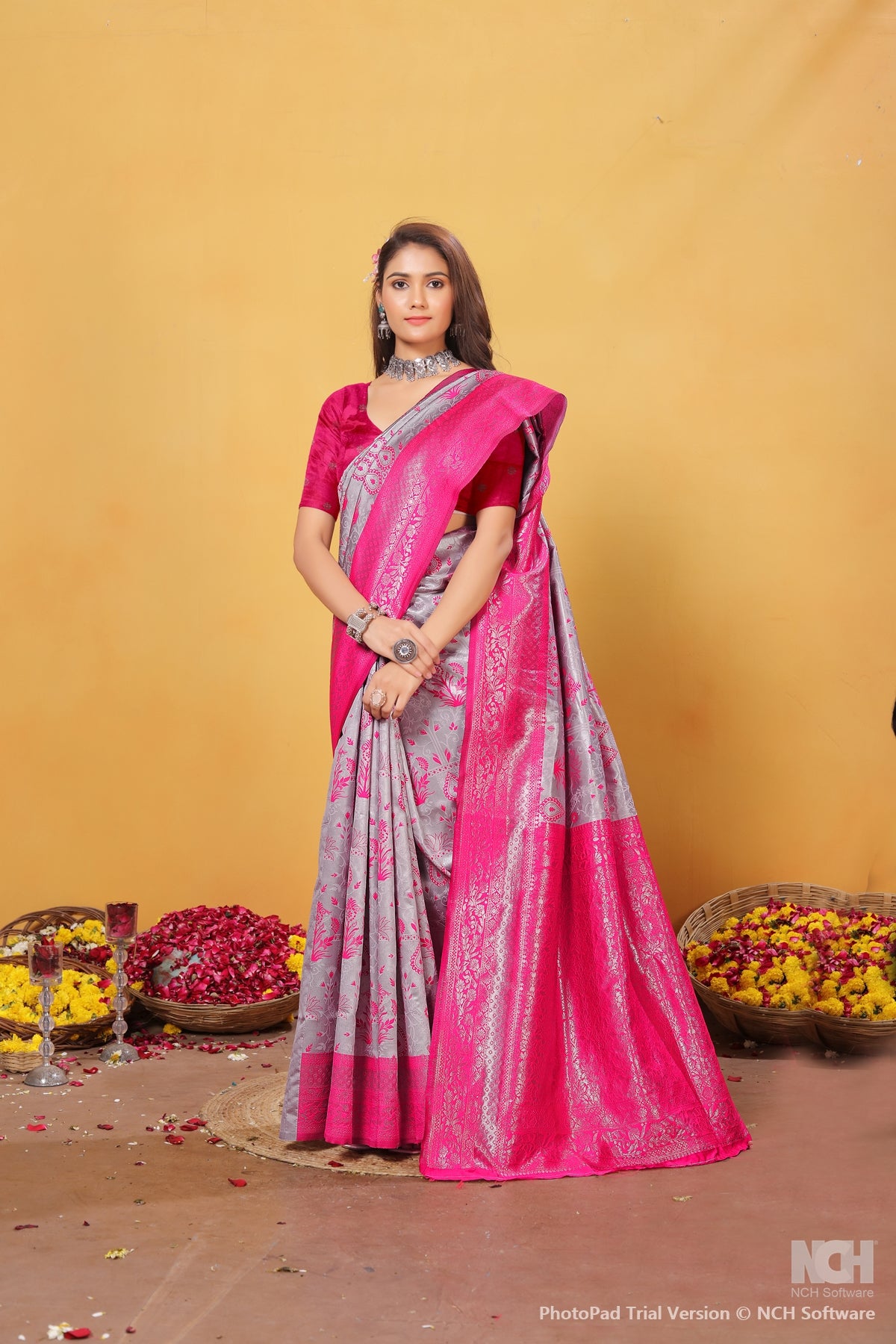 Magenta Silk Saree for Women – Traditional & Elegant Ethnic Wear