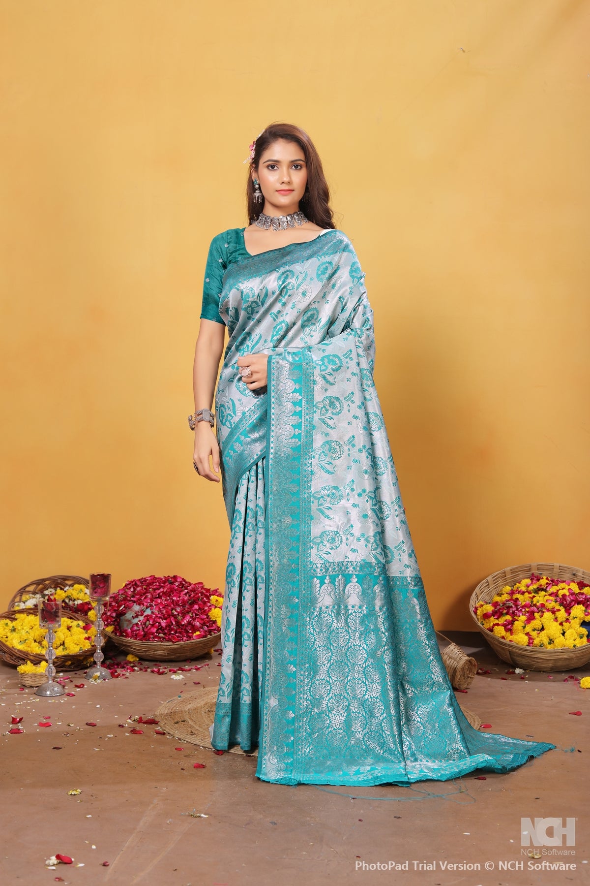 Rama Silk Saree for Women – Traditional & Elegant Ethnic Wear