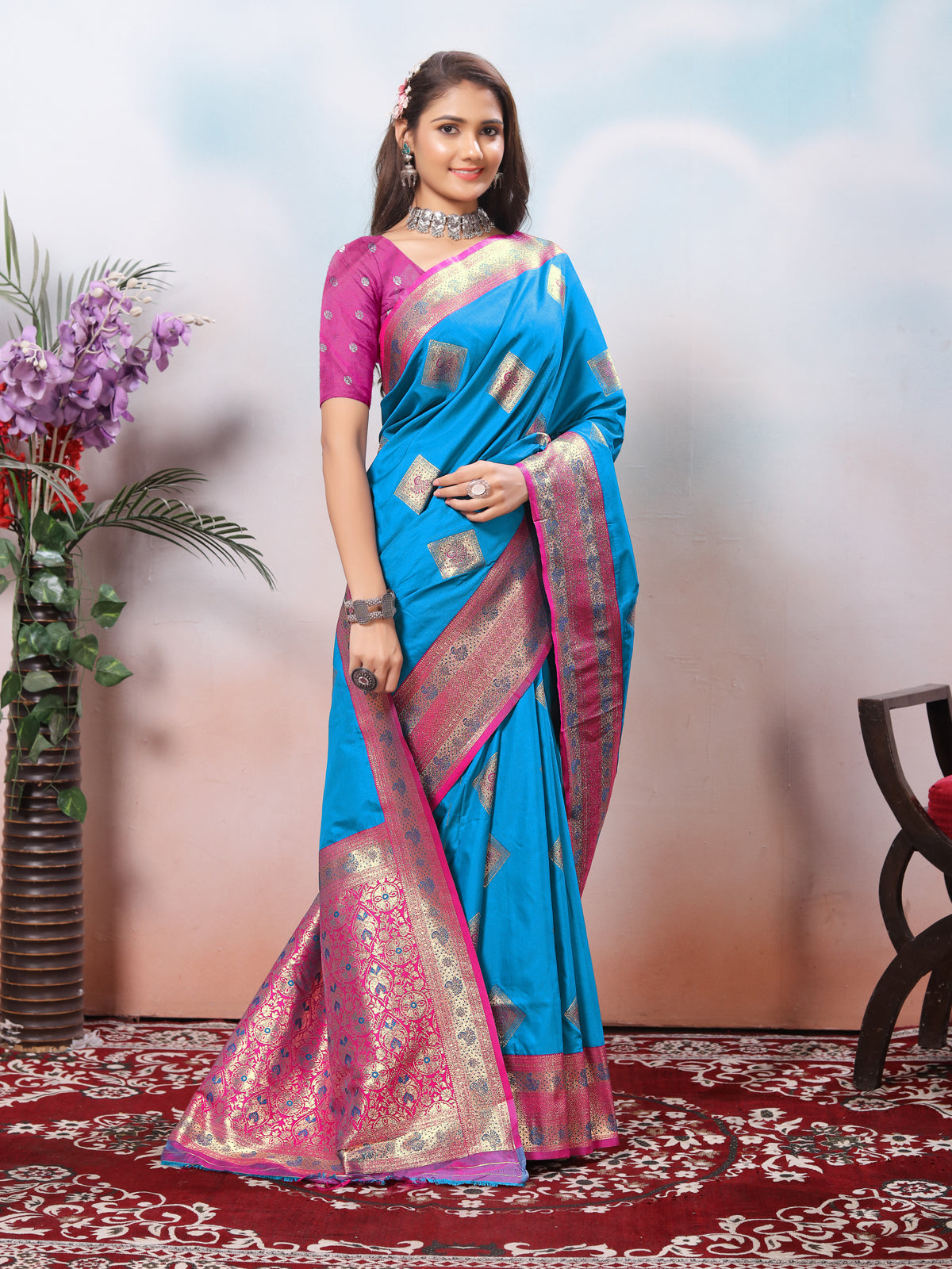 Blue Silk Saree for Women – Elegant Traditional Ethnic Wear