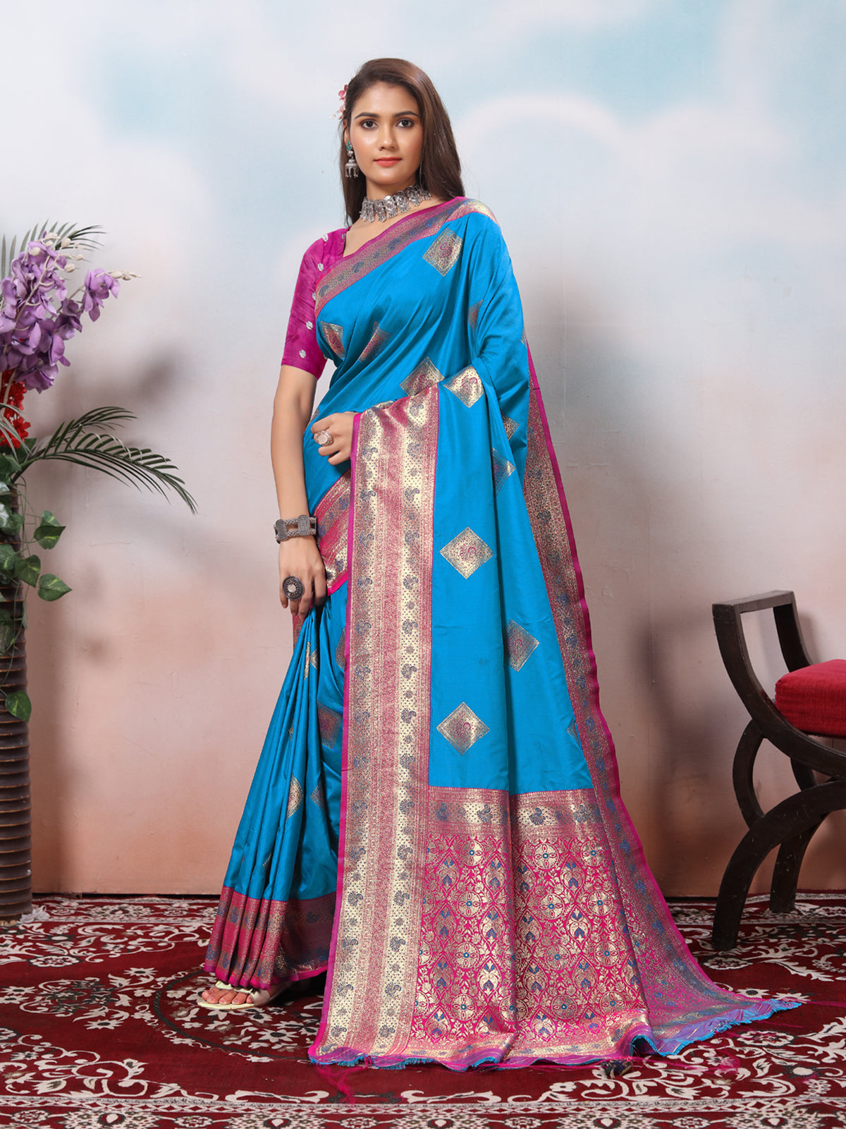 Blue Silk Saree for Women – Elegant Traditional Ethnic Wear