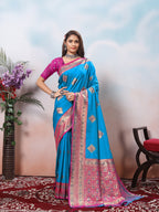 Blue Silk Saree for Women – Elegant Traditional Ethnic Wear