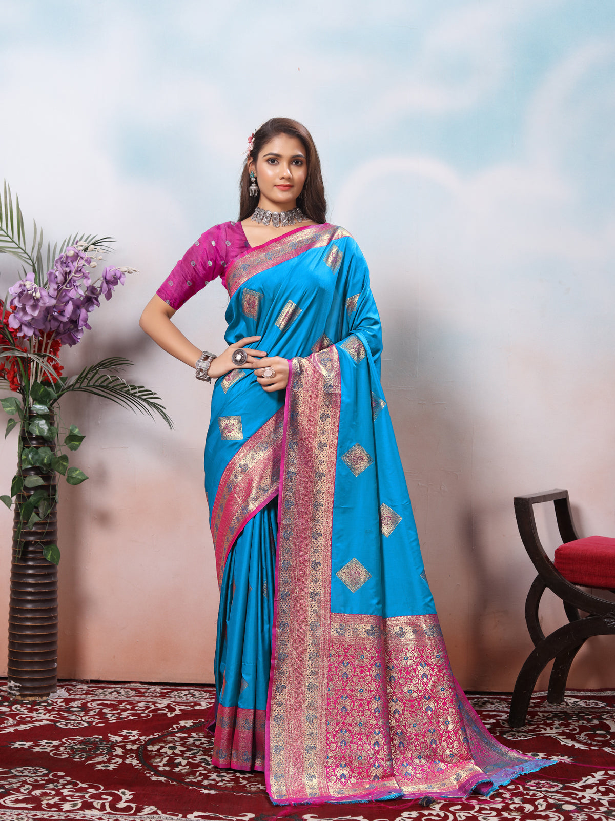 Blue Silk Saree for Women – Elegant Traditional Ethnic Wear
