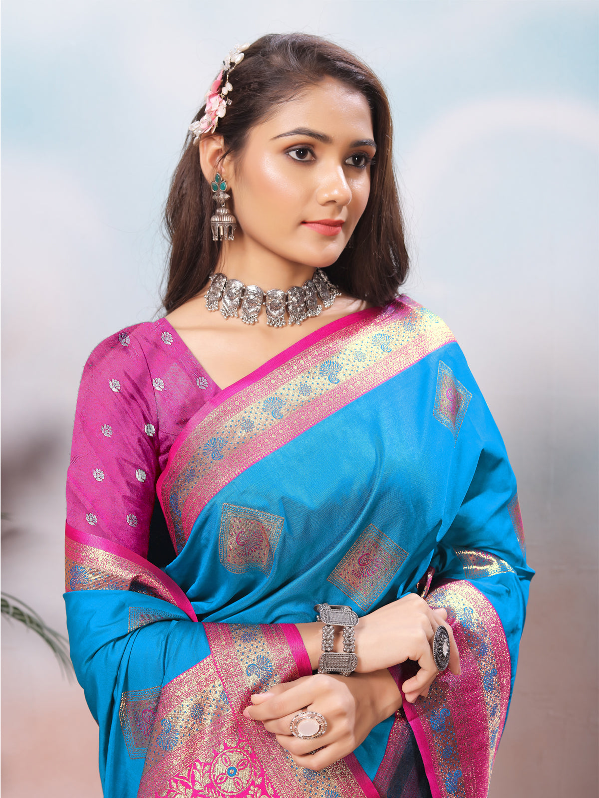 Blue Silk Saree for Women – Elegant Traditional Ethnic Wear