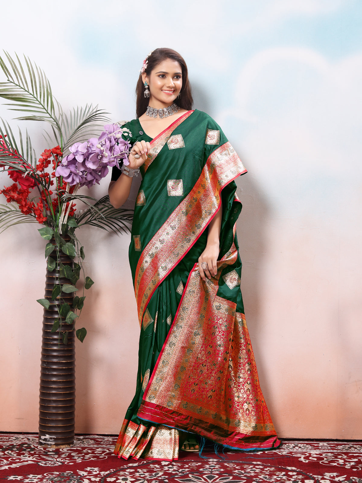 Green Silk Saree for Women – Elegant Traditional Ethnic Wear