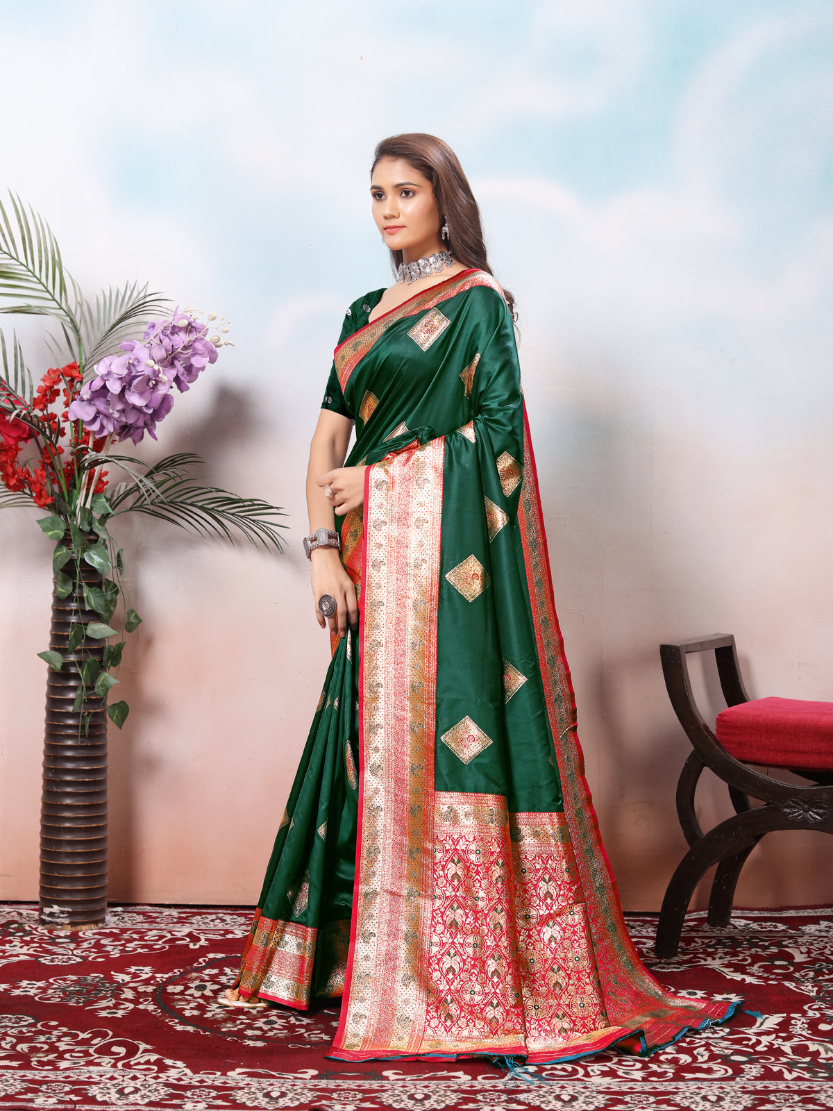 Green Silk Saree for Women – Elegant Traditional Ethnic Wear