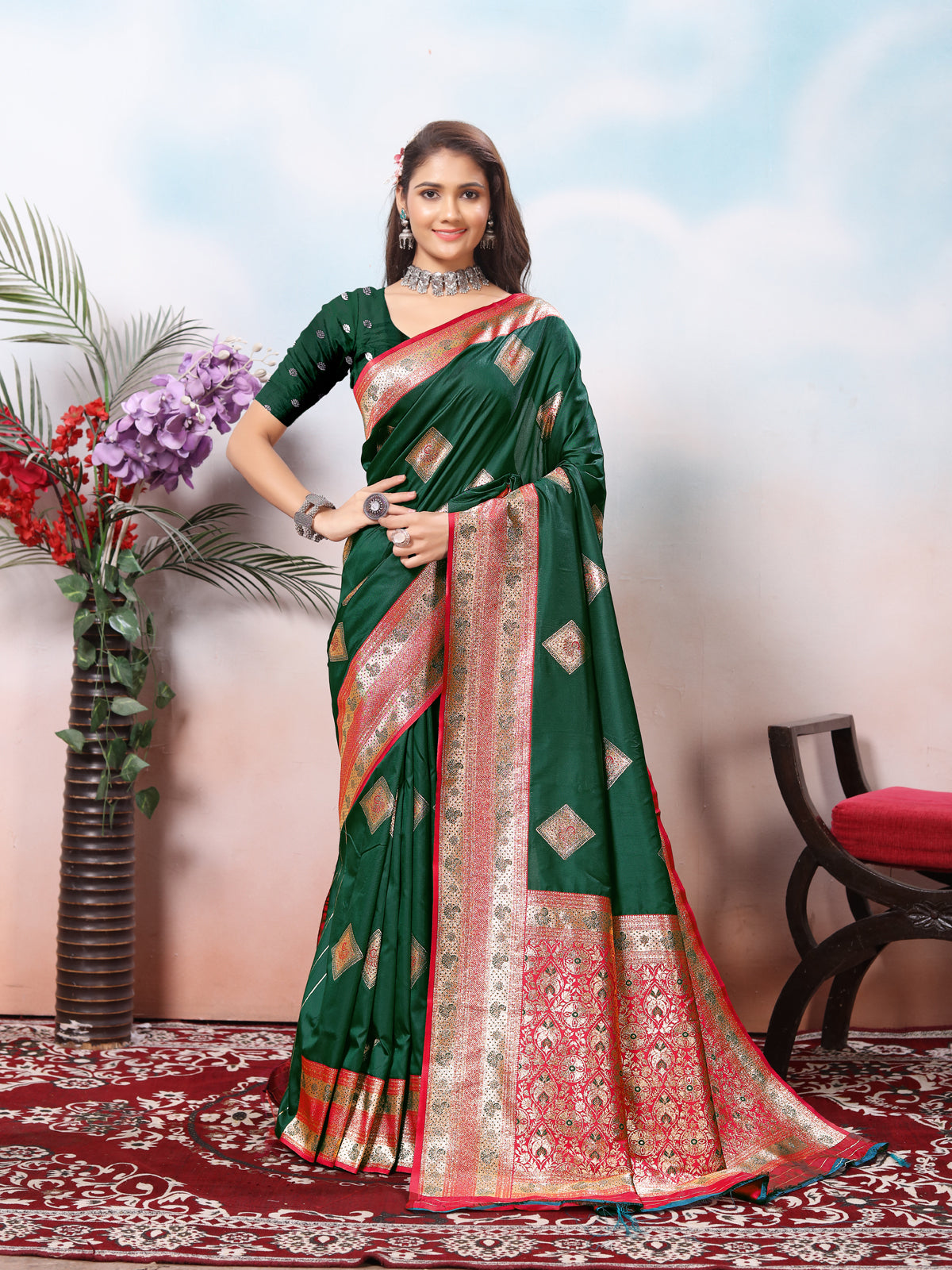 Green Silk Saree for Women – Elegant Traditional Ethnic Wear