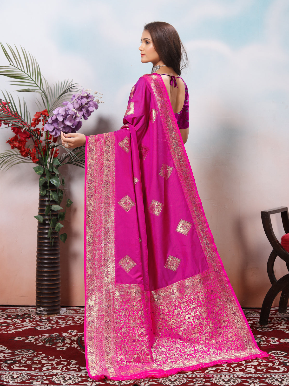 Magenta Silk Saree for Women – Elegant Traditional Ethnic Wear