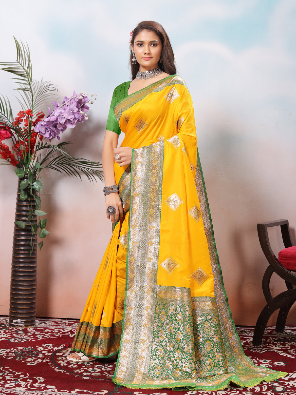 Mustard Silk Saree for Women – Elegant Traditional Ethnic Wear