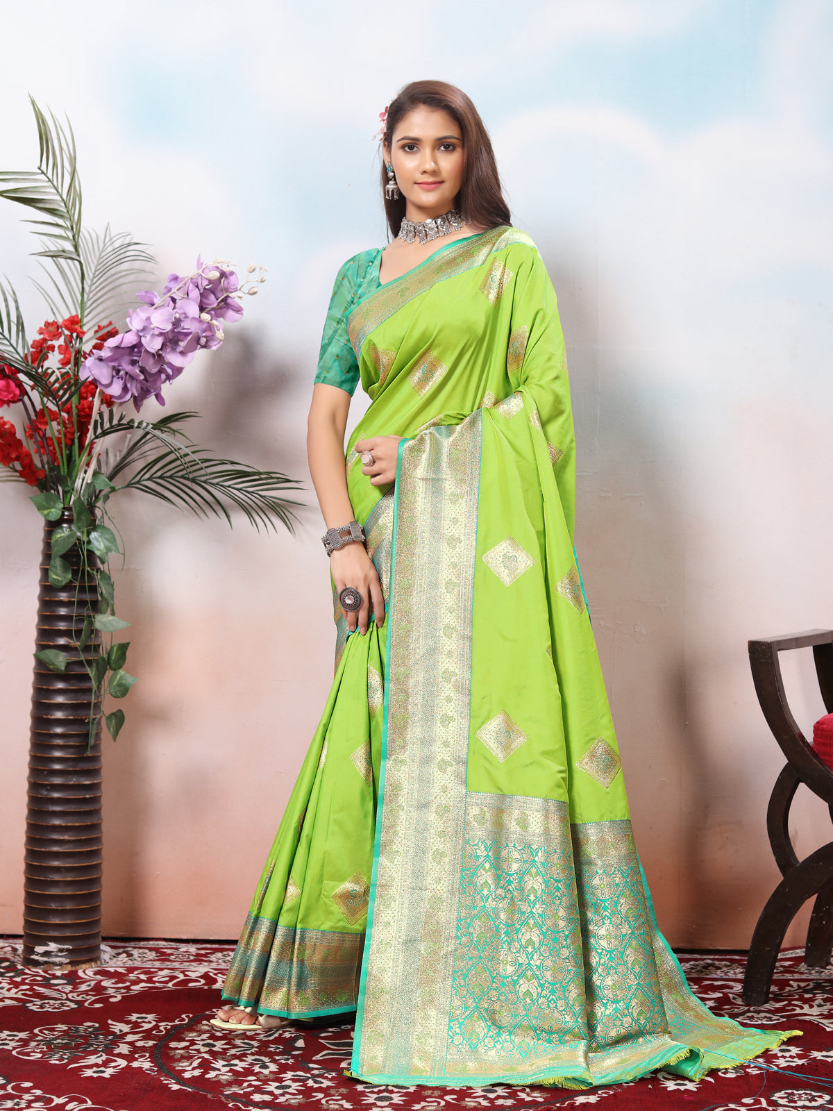 Parrot Silk Saree for Women – Elegant Traditional Ethnic Wear