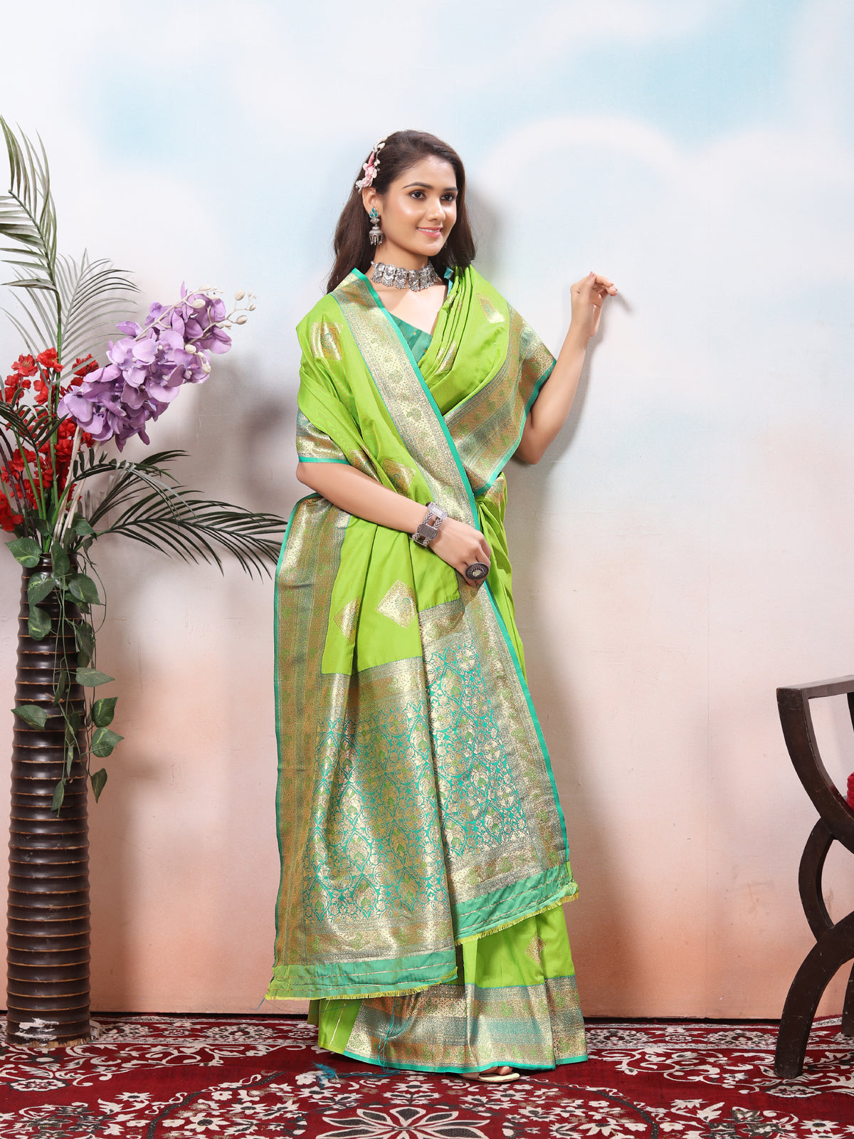 Parrot Silk Saree for Women – Elegant Traditional Ethnic Wear
