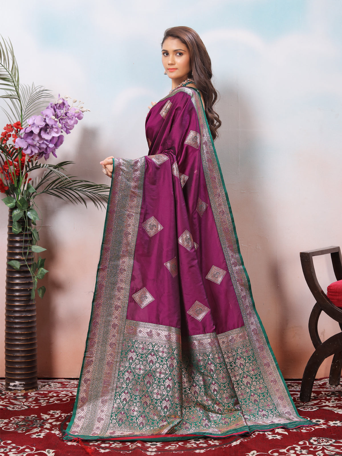 Wine Silk Saree for Women – Elegant Traditional Ethnic Wear