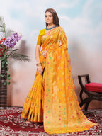 Mustard Silk Banarasi Saree for Women – Traditional Ethnic Wear with Rich Weaving