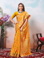 Mustard Silk Banarasi Saree for Women – Traditional Ethnic Wear with Rich Weaving