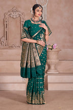 Green Banarasi Silk Saree for Women – Traditional & Elegant Ethnic Wear