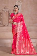 Pink Banarasi Silk Saree for Women – Traditional & Elegant Ethnic Wear